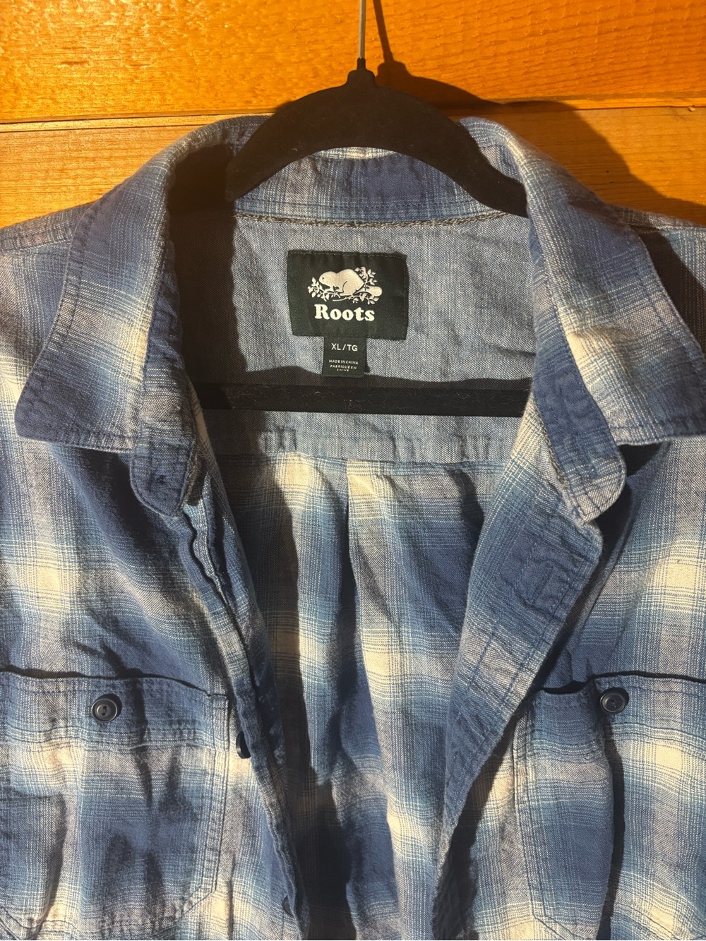 Roots Blue and White Plaid Flannel Shirt - Picture 2 of 3